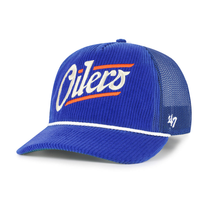 Edmonton Oilers '47 Blue Corduroy Double Header Hitch Snapback Hat
