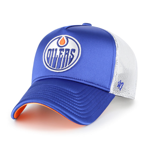 Edmonton Oilers '47 Blue Izzy Offside Satin Foam Trucker Snapback Hat