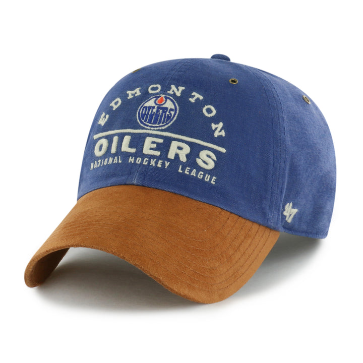 Edmonton Oilers '47 Blue & Brown Windham Clean Up Adjustable Hat