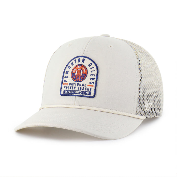 Edmonton Oilers '47 Cream Monument Rope Alternate Logo Mesh Trucker Snapback Hat