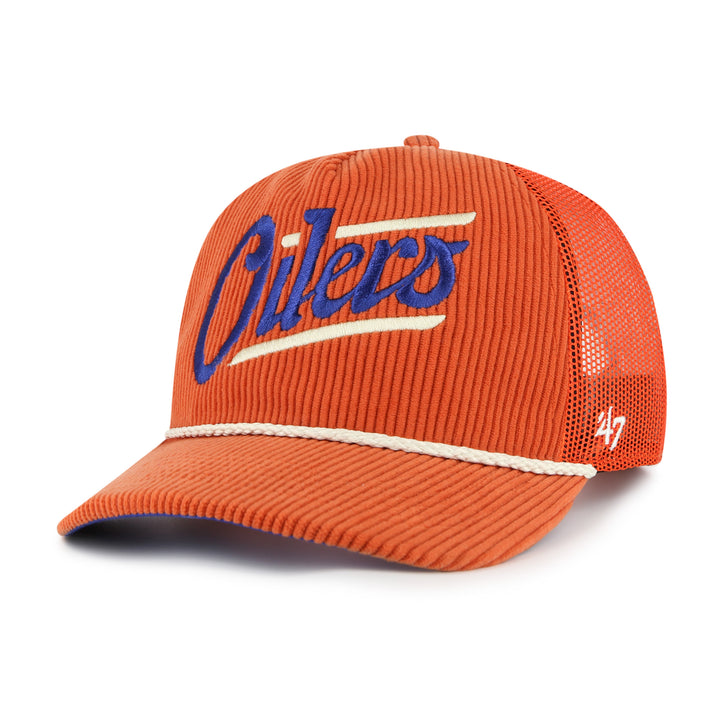 Edmonton Oilers '47 Orange Corduroy Double Header Hitch Snapback Hat