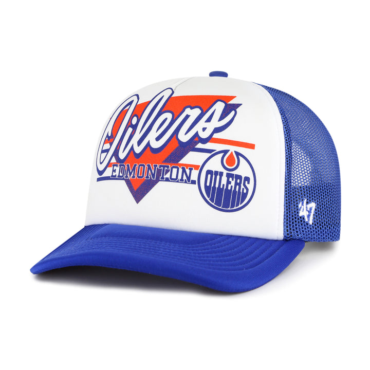 Edmonton Oilers '47 Royal & White Hang Out Foam Mesh Trucker Hat