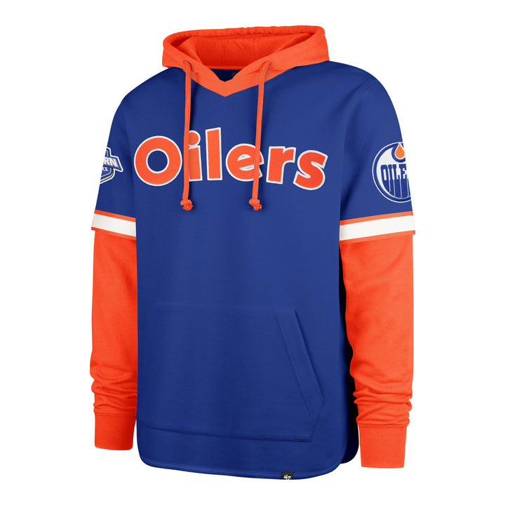 Edmonton Oilers '47 Seventies Shortstop Blue & Orange Hoodie