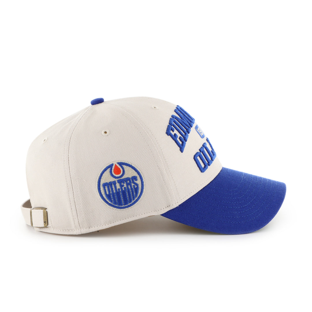 Edmonton Oilers '47 Tan & Blue Broke Line MVP Adjustable Hat