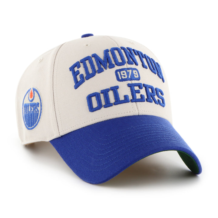 Edmonton Oilers '47 Tan & Blue Broke Line MVP Adjustable Hat