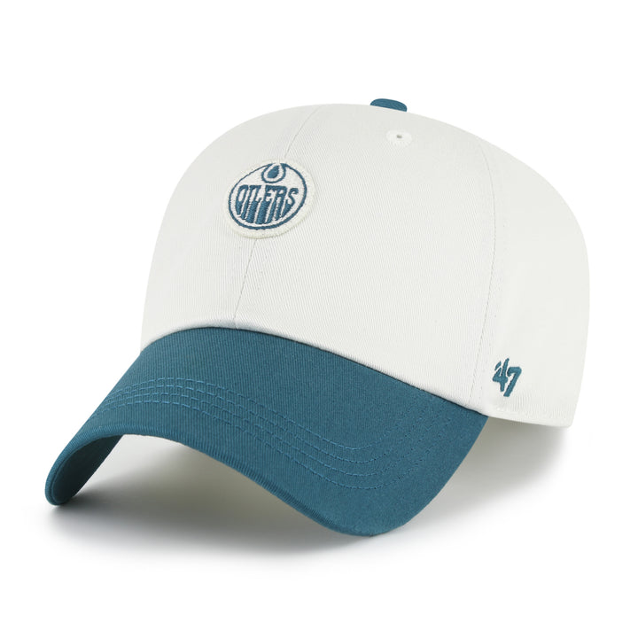Edmonton Oilers '47 White & Green Micro Logo Clean Up Adjustable Hat