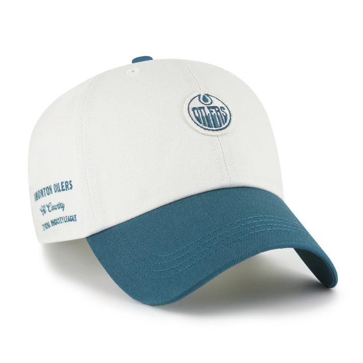 Edmonton Oilers '47 White & Green Micro Logo Clean Up Adjustable Hat