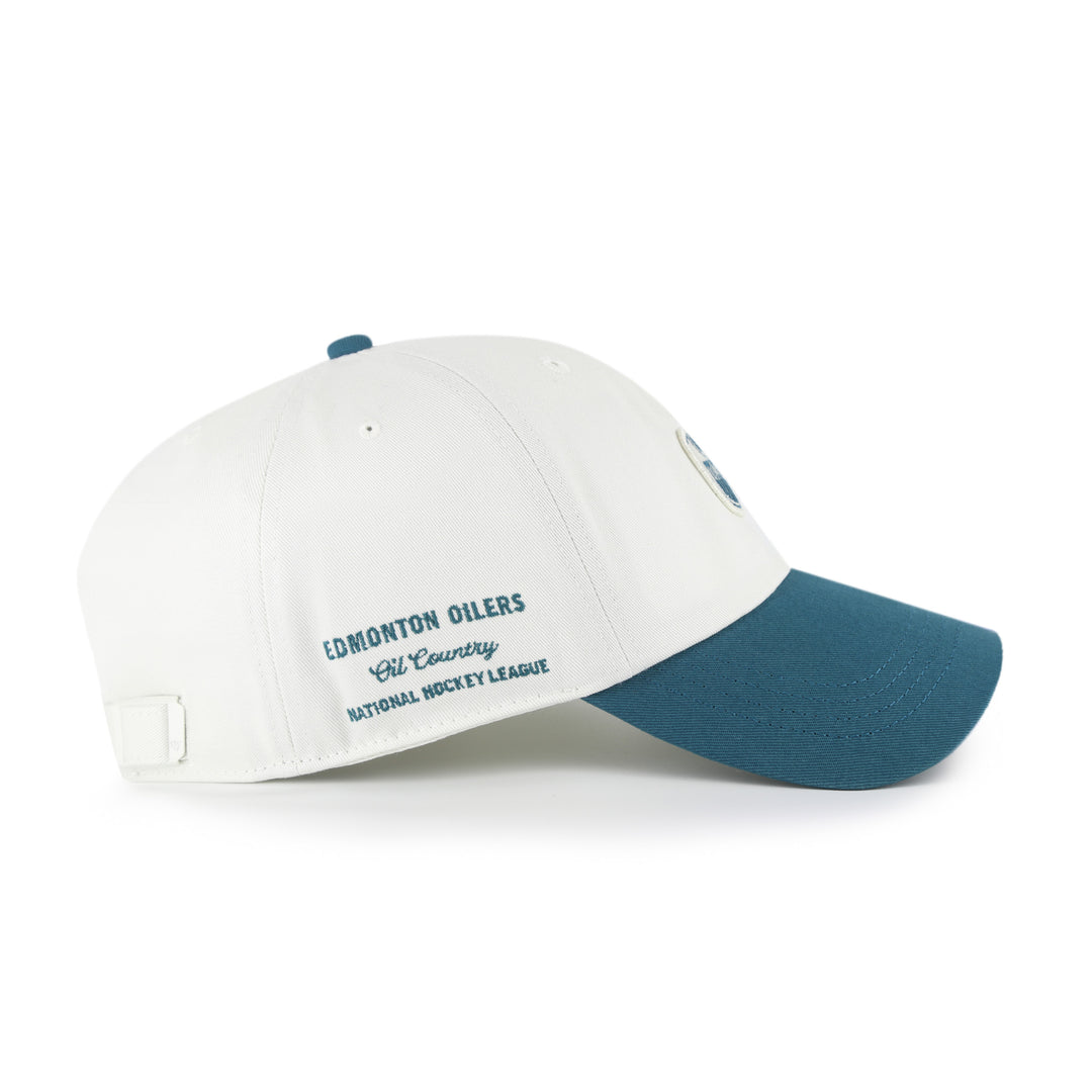 Edmonton Oilers '47 White & Green Micro Logo Clean Up Adjustable Hat