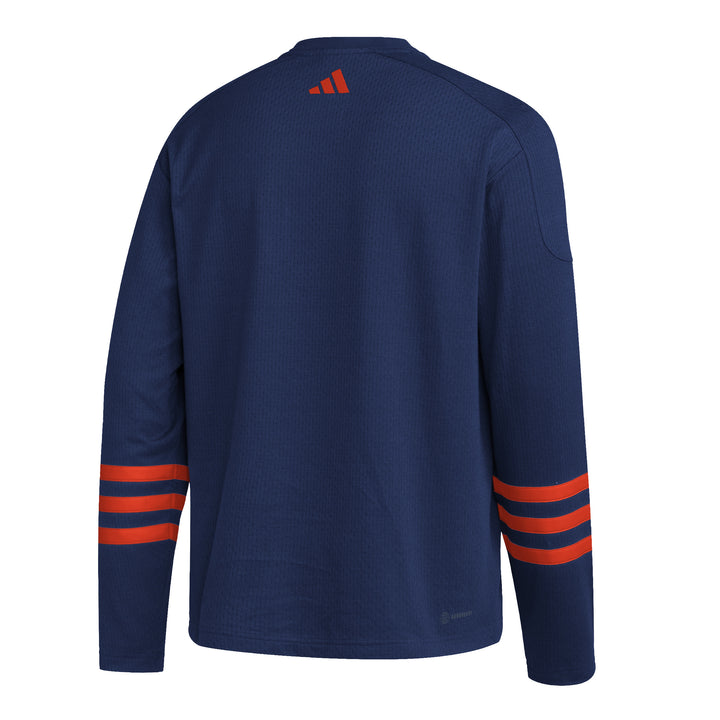 Edmonton Oilers adidas Navy Hockey Crewneck Sweatshirt