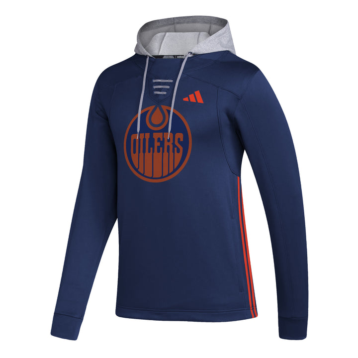Edmonton Oilers adidas Navy Skate Lace Hoodie