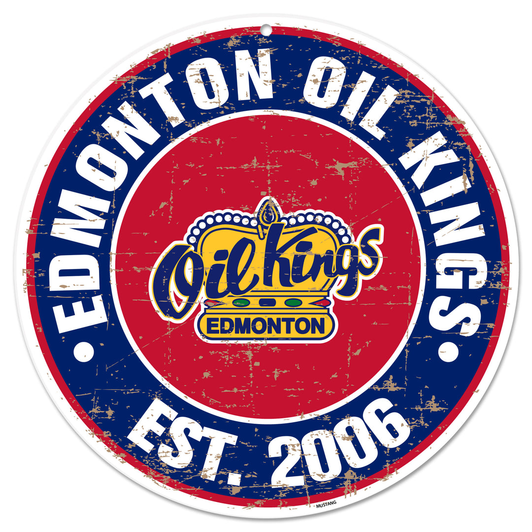 Edmonton Oil Kings Red & Blue Primary Logo 11.5" x 11.5" Plastic Wall Sign