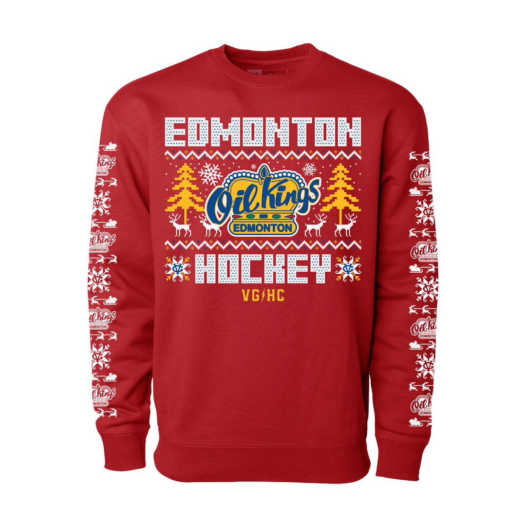 Edmonton Oil Kings Violent Gentlemen Christmas Holiday Red Sweater Crewneck