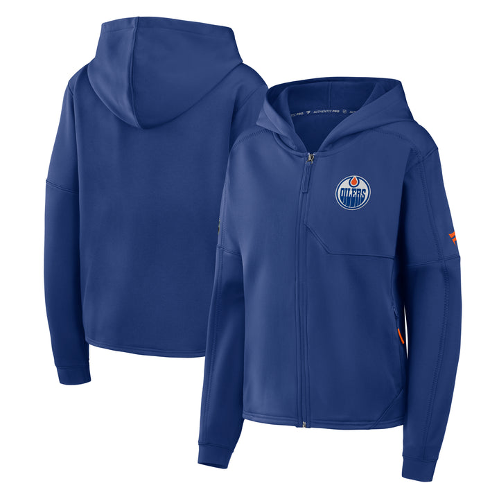 Edmonton Oilers 2026-27 Women's Fanatics Authentic Pro Blue Rink Full-Zip Hoodie