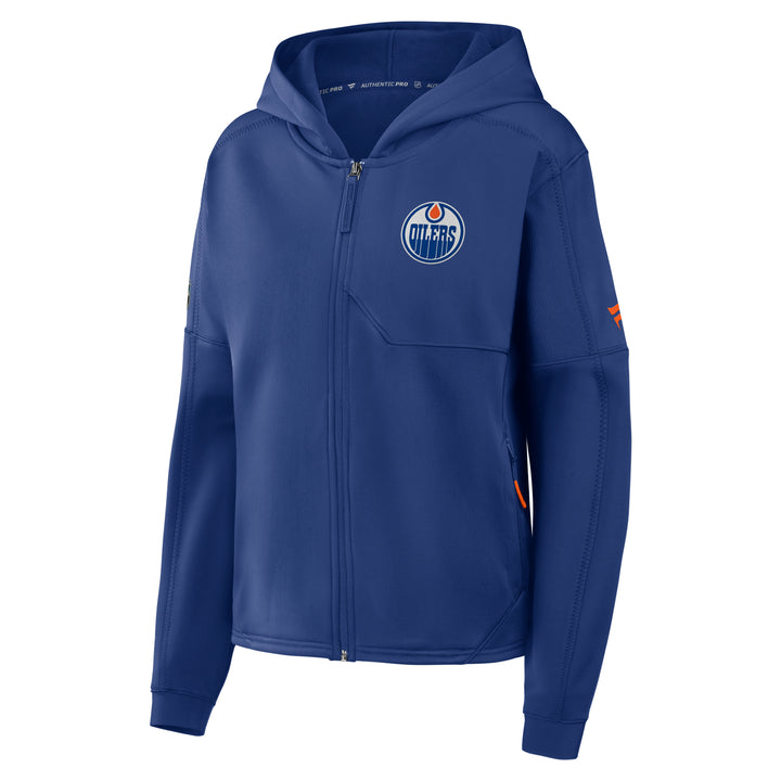 Edmonton Oilers 2026-27 Women's Fanatics Authentic Pro Blue Rink Full-Zip Hoodie