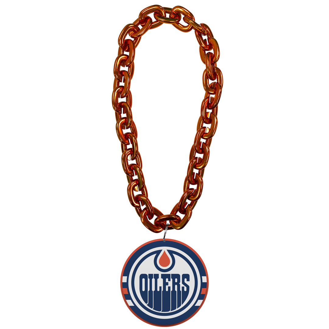 Leon Draisaitl Edmonton Oilers Orange Name & Number Fan Chain Necklace