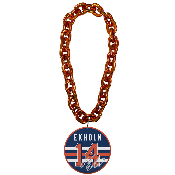 Mattias Ekholm Edmonton Oilers Orange Name & Number Fan Chain Necklace