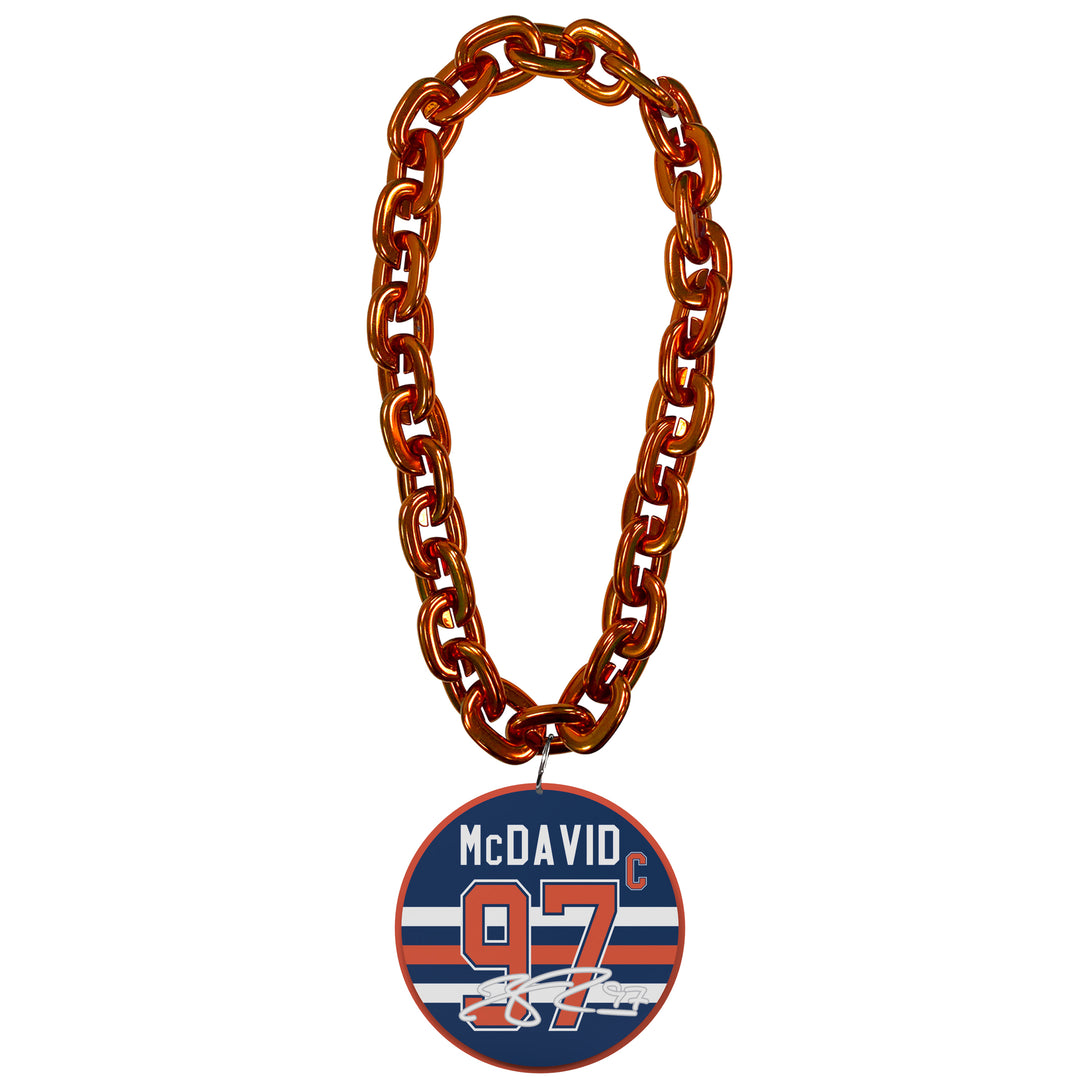 Connor McDavid Edmonton Oilers Orange Name & Number Fan Chain Necklace