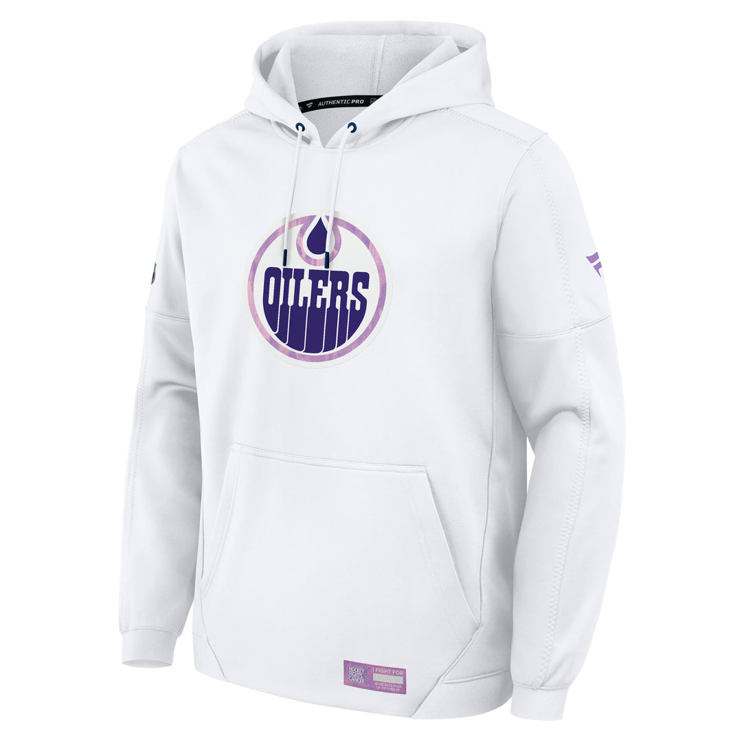 Edmonton Oilers 2026-27 Fanatics Authentic Pro Pullover White Hockey Fights Cancer Hoodie