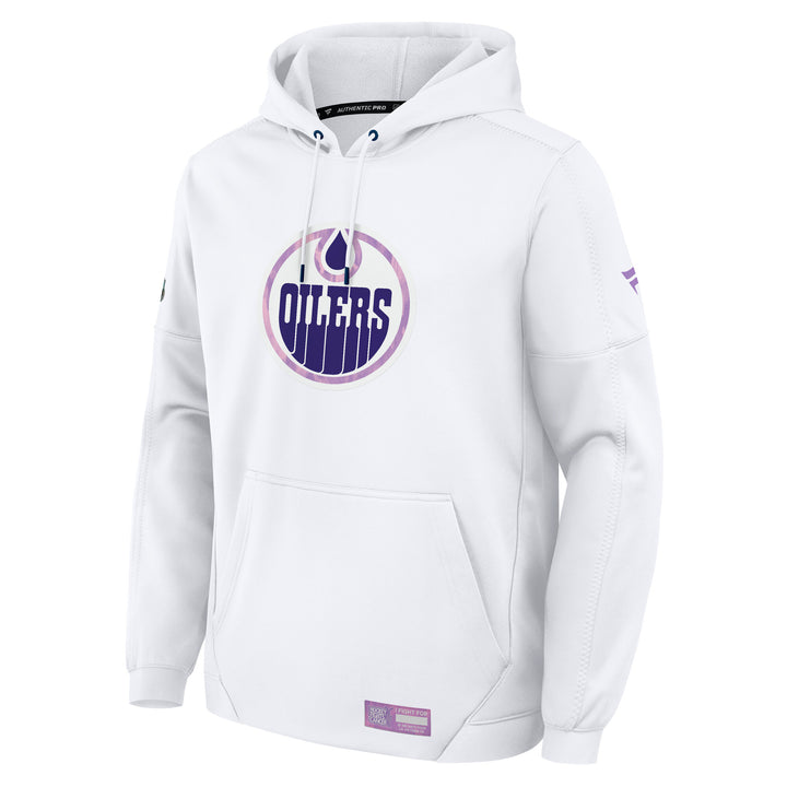 Edmonton Oilers 2026-27 Fanatics Authentic Pro Pullover White Hockey Fights Cancer Hoodie