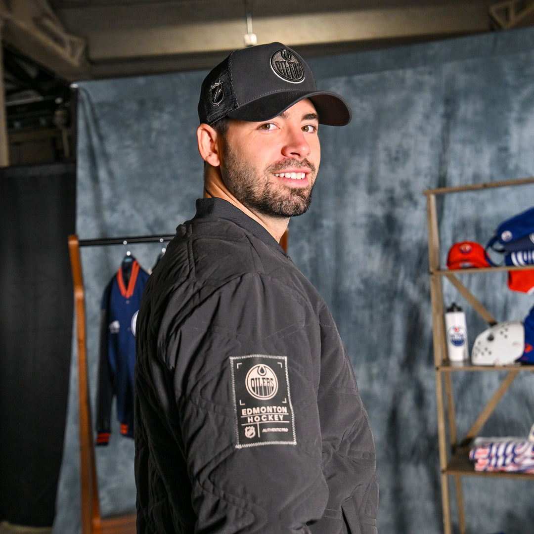 Edmonton Oilers 2026-27 Fanatics Authentic Pro Road Grey Full-Zip Bomber Jacket