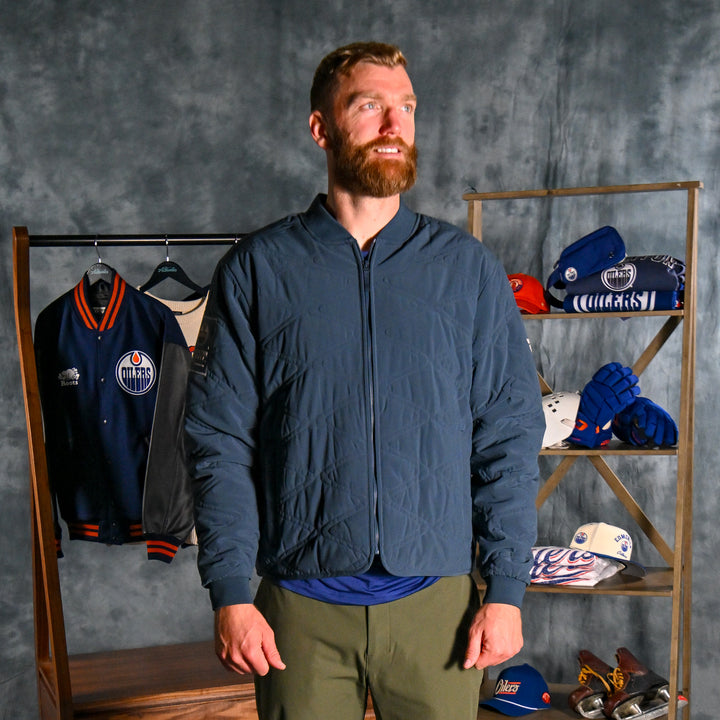 Edmonton Oilers 2026-27 Fanatics Authentic Pro Road Navy Full-Zip Bomber Jacket