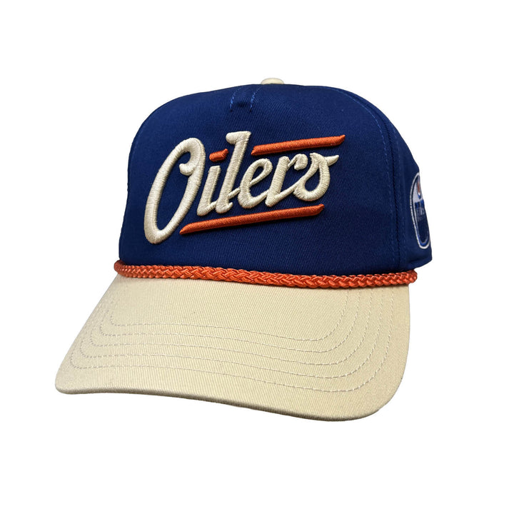 Edmonton Oilers American Needle Blue & Cream Alternate Logo Roscoe Snapback Hat
