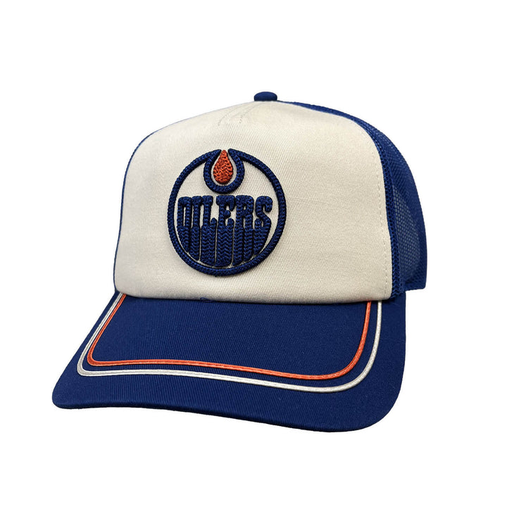 Edmonton Oilers American Needle Cream & Blue Radler Mesh Snapback Hat