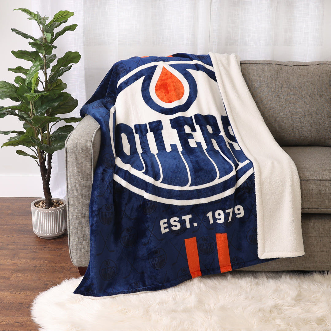 Edmonton Oilers Blue Home Logo 50" x 60" Throw Blanket