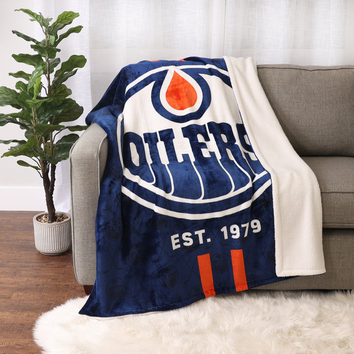 Edmonton Oilers Blue Home Logo 50" x 60" Throw Blanket