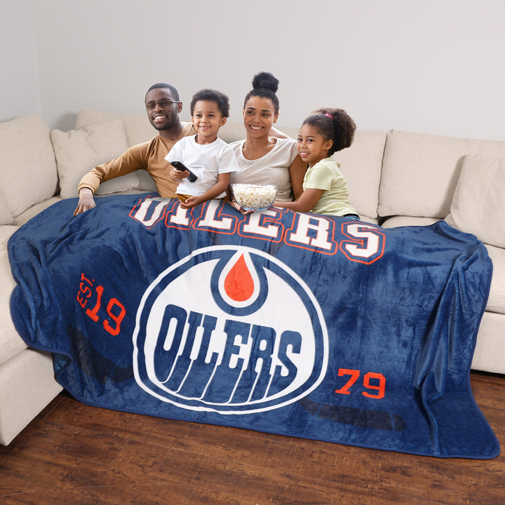 Edmonton Oilers Blue Home Logo 62" x 90" Jumbo Blanket