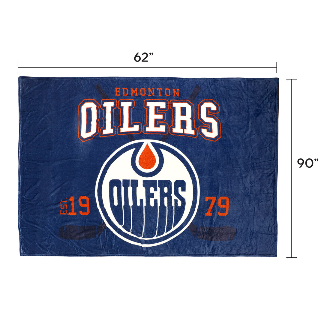 Edmonton Oilers Blue Home Logo 62" x 90" Jumbo Blanket