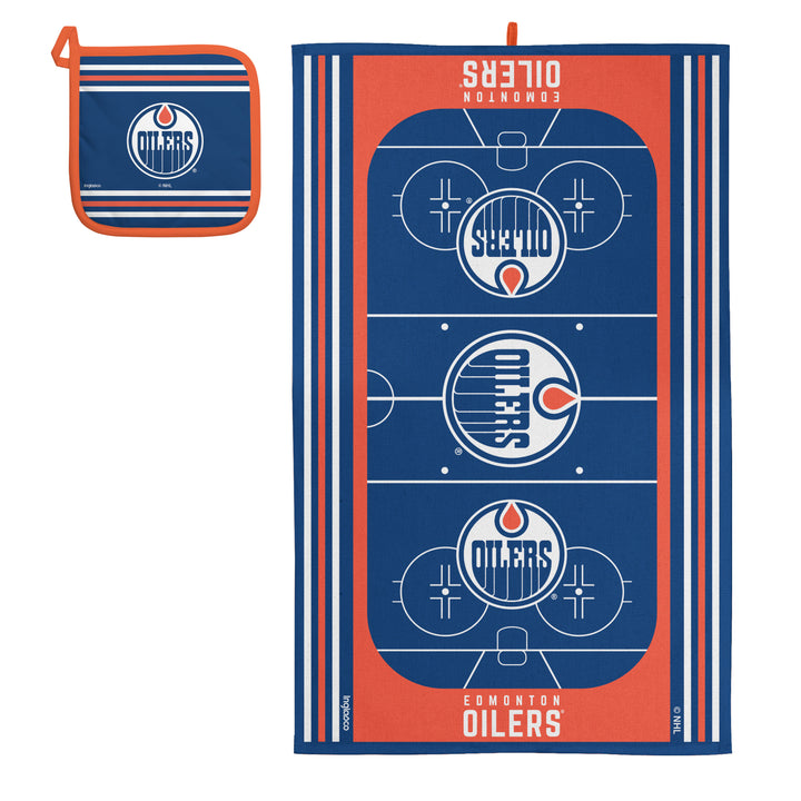 Edmonton Oilers Blue Kitchen Towel & Pot Holder Set