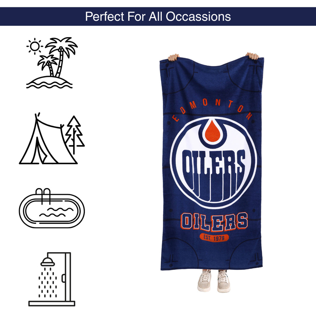 Edmonton Oilers Blue & White Home Logo 30" x 60" Beach Towel