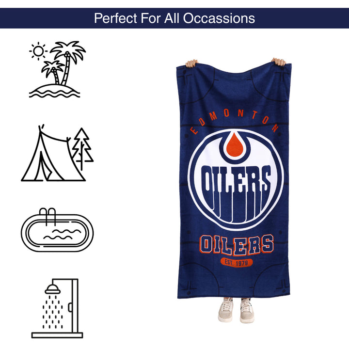 Edmonton Oilers Blue & White Home Logo 30" x 60" Beach Towel