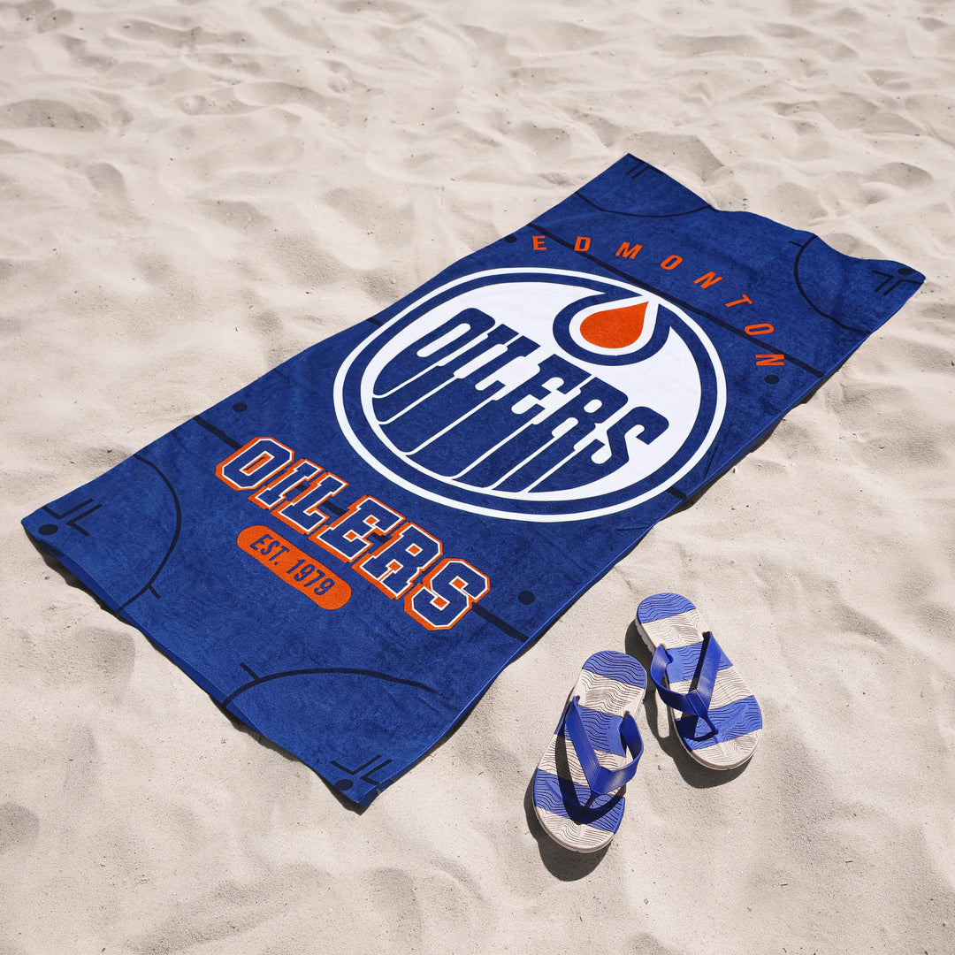 Edmonton Oilers Blue & White Home Logo 30" x 60" Beach Towel