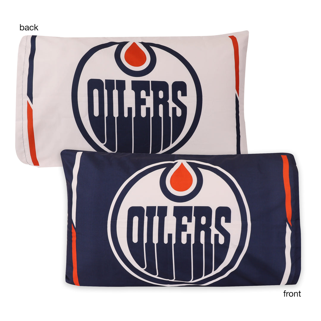 Edmonton Oilers Blue & White Home Logo Twin Bedding Set