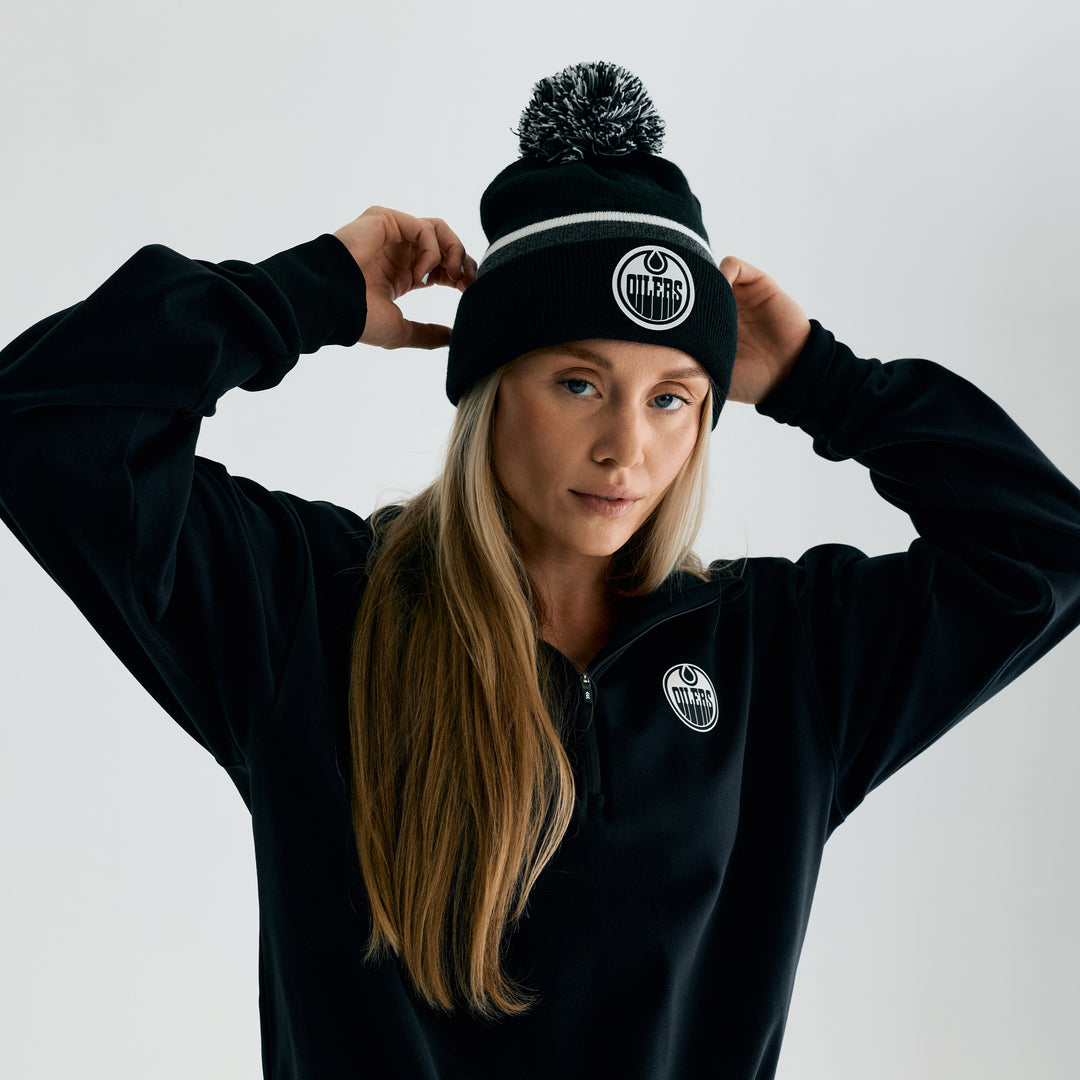 Edmonton Oilers Bomber Black Base Knit Toque