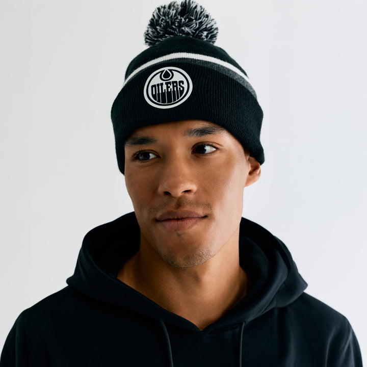 Edmonton Oilers Bomber Black Base Knit Toque