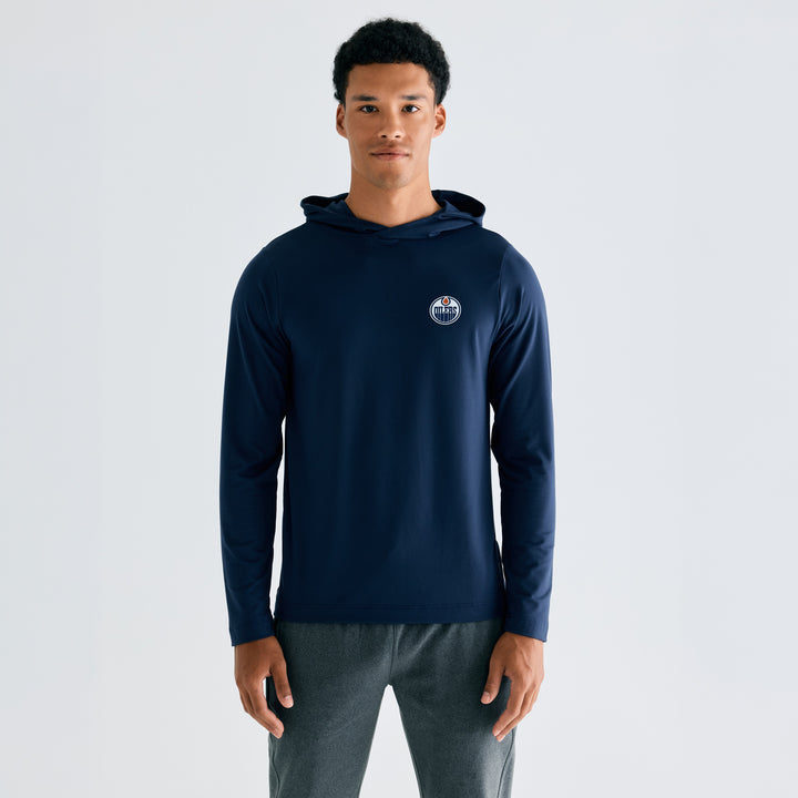 Edmonton Oilers Bomber Navy Ascend Lightweight Pullover Hoodie
