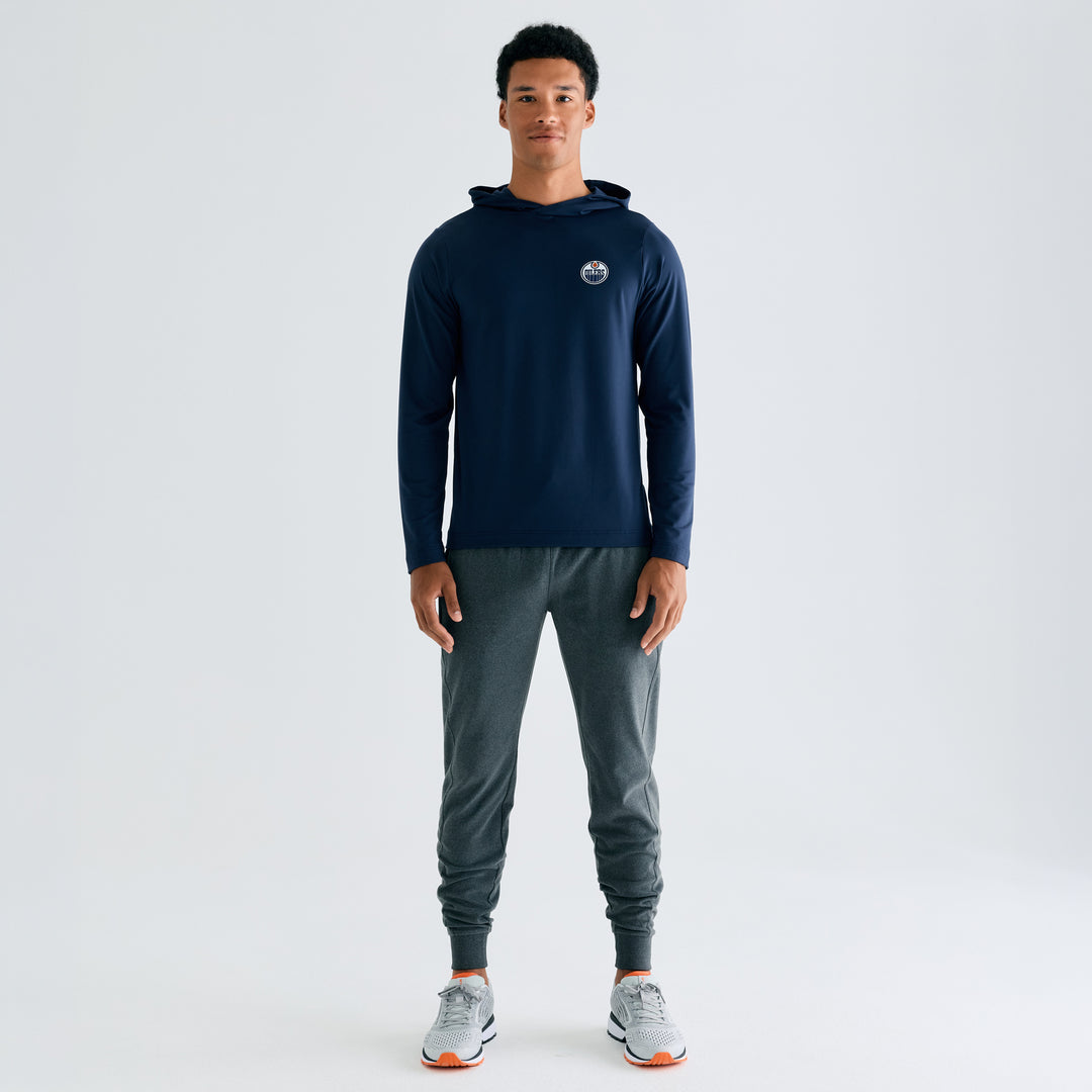 Edmonton Oilers Bomber Navy Ascend Lightweight Pullover Hoodie