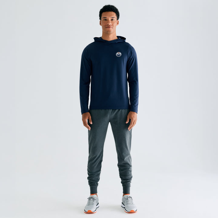 Edmonton Oilers Bomber Navy Ascend Lightweight Pullover Hoodie