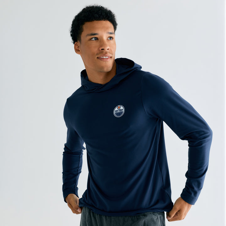 Edmonton Oilers Bomber Navy Ascend Lightweight Pullover Hoodie