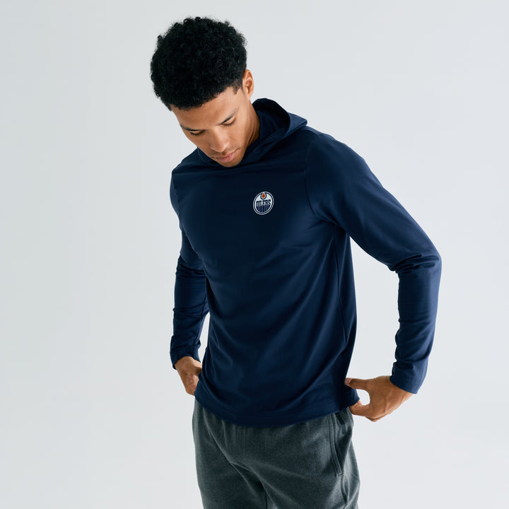 Edmonton Oilers Bomber Navy Ascend Lightweight Pullover Hoodie