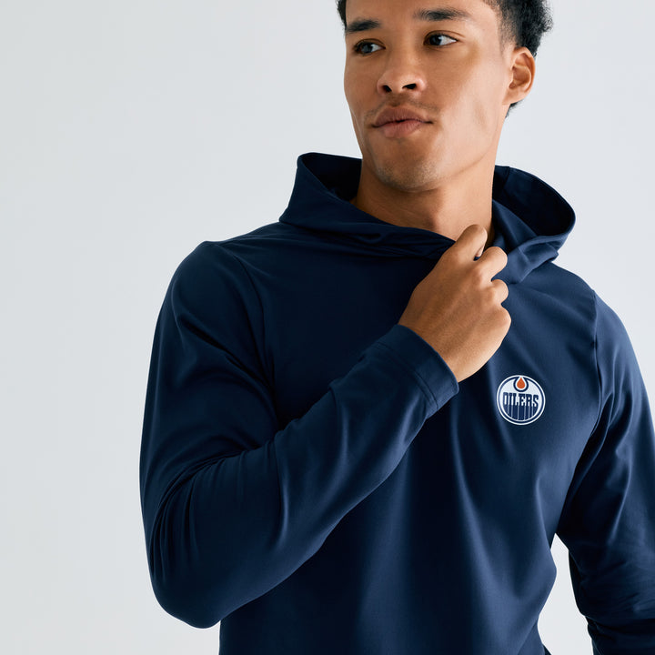 Edmonton Oilers Bomber Navy Ascend Lightweight Pullover Hoodie