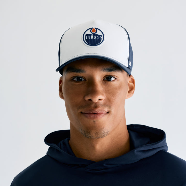 Edmonton Oilers Bomber Navy & White Method Snapback Hat