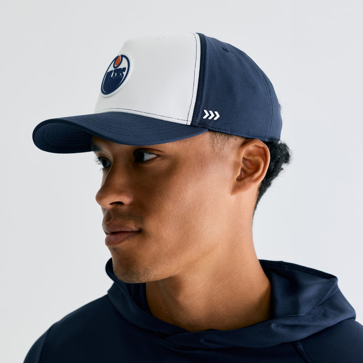 Edmonton Oilers Bomber Navy & White Method Snapback Hat