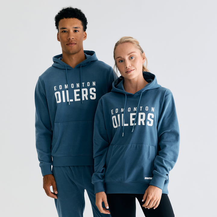Edmonton Oilers Unisex Bomber Steel Blue Emerge Pullover Hoodie