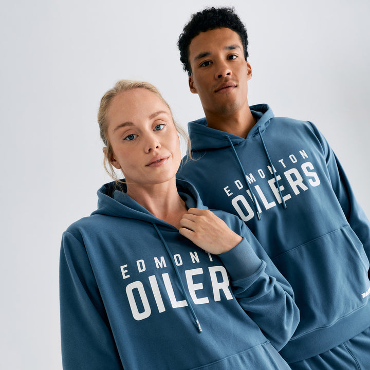 Edmonton Oilers Unisex Bomber Steel Blue Emerge Pullover Hoodie