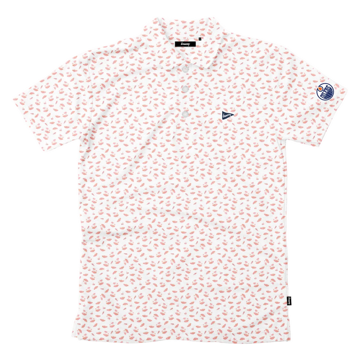 Edmonton Oilers Breezy Golf The Caddylac Orange Polo