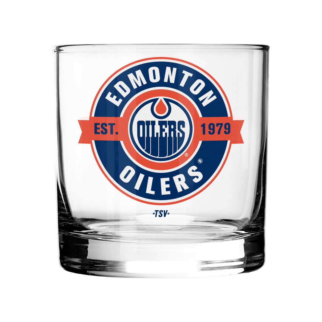 Edmonton Oilers Coffee Label 10 oz Rocks Glass